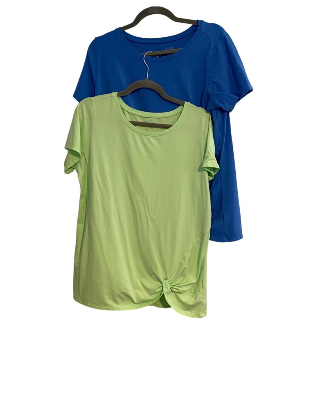 Belle by Kim Gravel Short Sleeve Tee Pair in Blue and Light Green